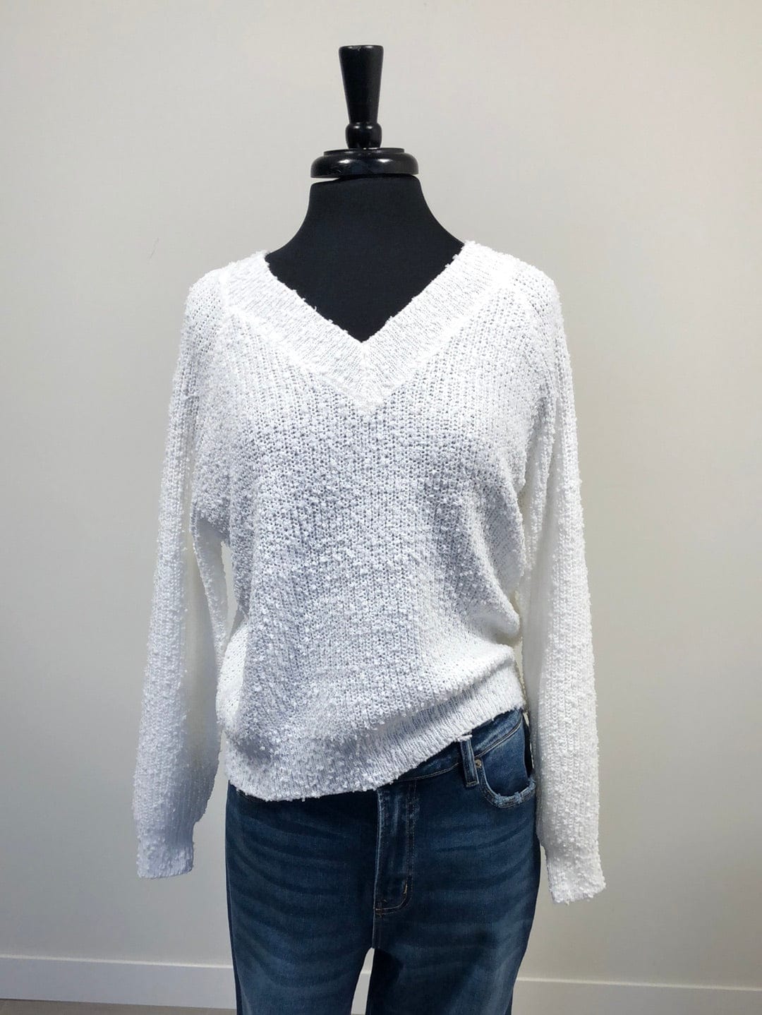 Ivory VNeck Yarn Sweater