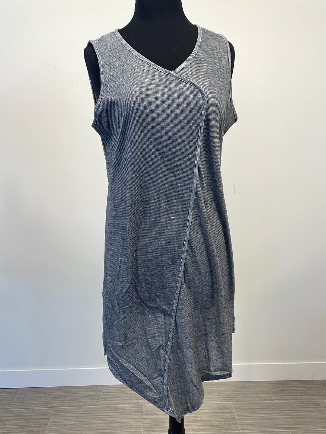 Black Denim Mini Stripe Tank Dress