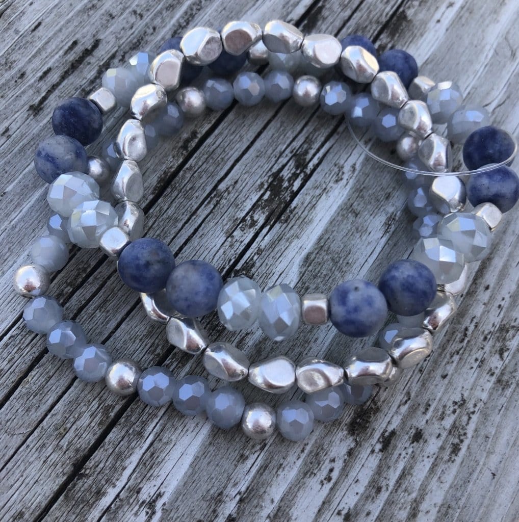 Ocean Blue 3pc Set Stretch Bracelets